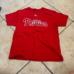 Majestic Phillies Kids Red Short Sleeve Tee